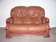 £300 - LARGE BROWN leather sofa's and
